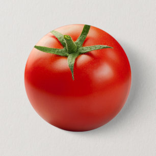 Badge Rond 5 Cm Tomate rouge fraîche d'isolement sur l'arrière -