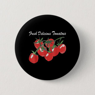 Badge Rond 5 Cm Tomates Fraîches Délicieuses Jardin Légume Été