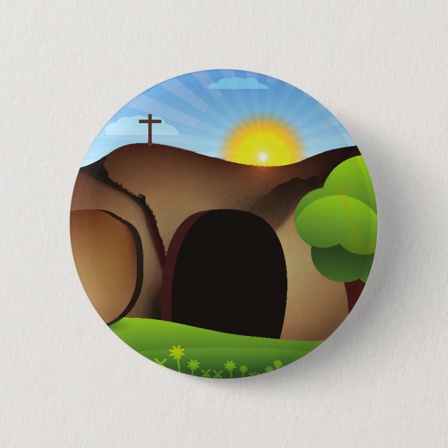 Badge Rond 5 Cm tombeau christ (Devant)