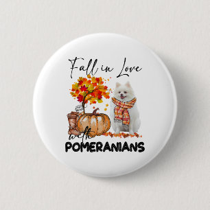 Badge Rond 5 Cm Tomber Amoureux Des Poméraniens Chute Citrouille T