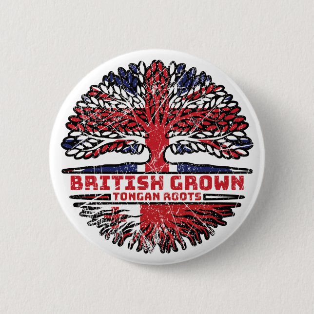 Badge Rond 5 Cm Tonga Tongan Royaume-Uni British Tree Roots (Devant)