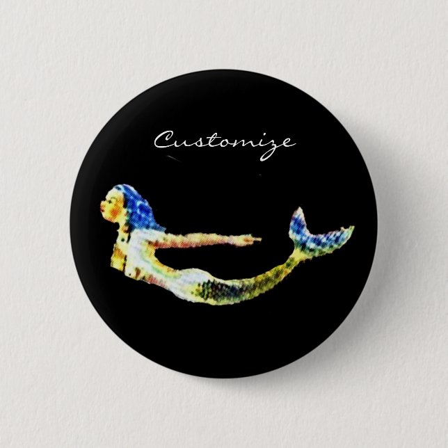 Badge Rond 5 Cm Tonnelle de sirène de natation (Devant)