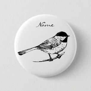 Badge Rond 5 Cm Tonnerre de chickadee à calotte noire