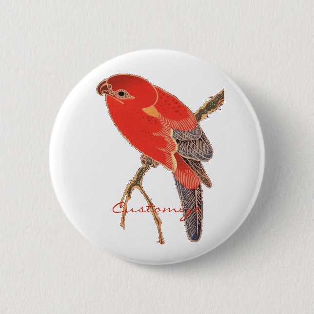 Badge Rond 5 Cm Tonnerre de perroquet rouge tropical (Devant)