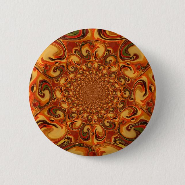 Badge Rond 5 Cm Tons Abstraits orange, marron et vert (Devant)
