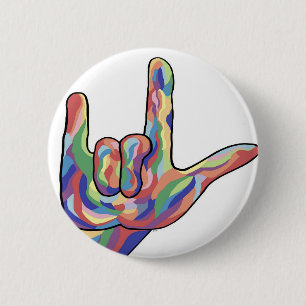 Badge Rond 5 Cm Tons amortis d'ASL je t'aime