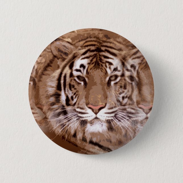 Badge Rond 5 Cm Tons Brown Tiger visage (Devant)