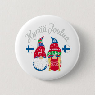 Badge Rond 5 Cm Tontage finlandais de noël de fin de noël de Hyvaa