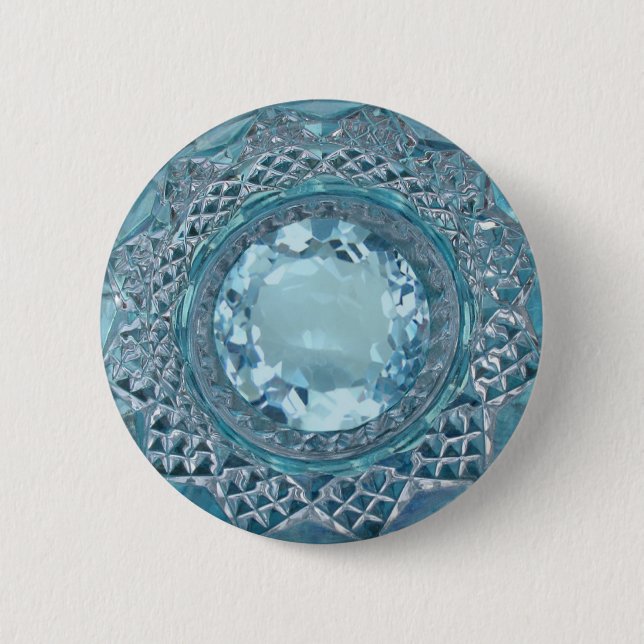 Badge Rond 5 Cm Topaz bleu et verre coupé (Devant)
