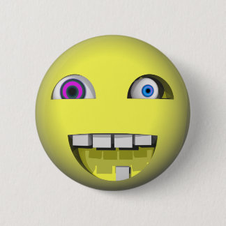 Badge Rond 5 Cm Tordu avec les yeux fous