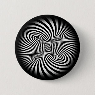 Badge Rond 5 Cm Tore rayé. Illusion optique de mouvement sans fin