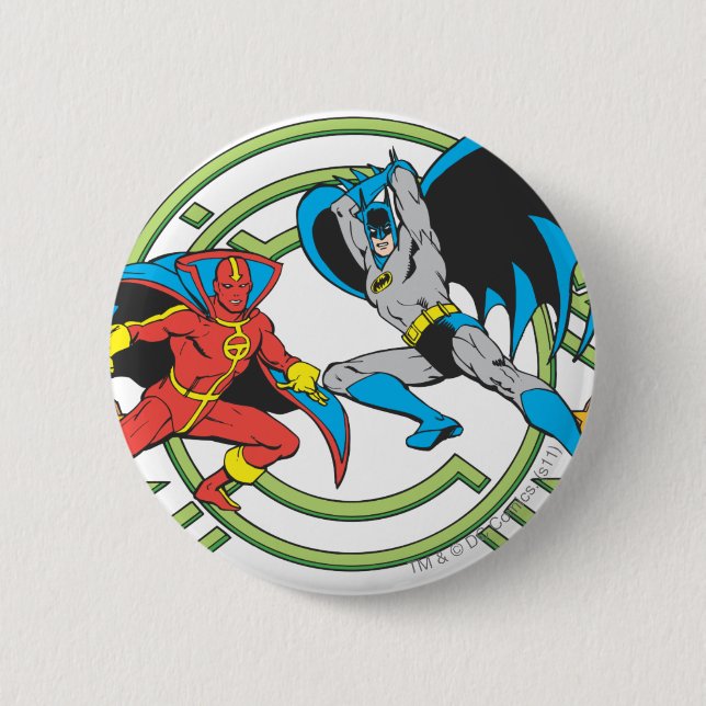 Badge Rond 5 Cm Tornade rouge + Batman (Devant)
