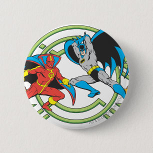 Badge Rond 5 Cm Tornade rouge + Batman