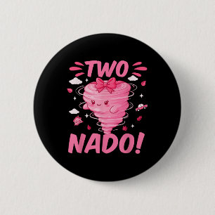 Badge Rond 5 Cm Tornado 2 année fille Anniversaire Deux Nado 2ème