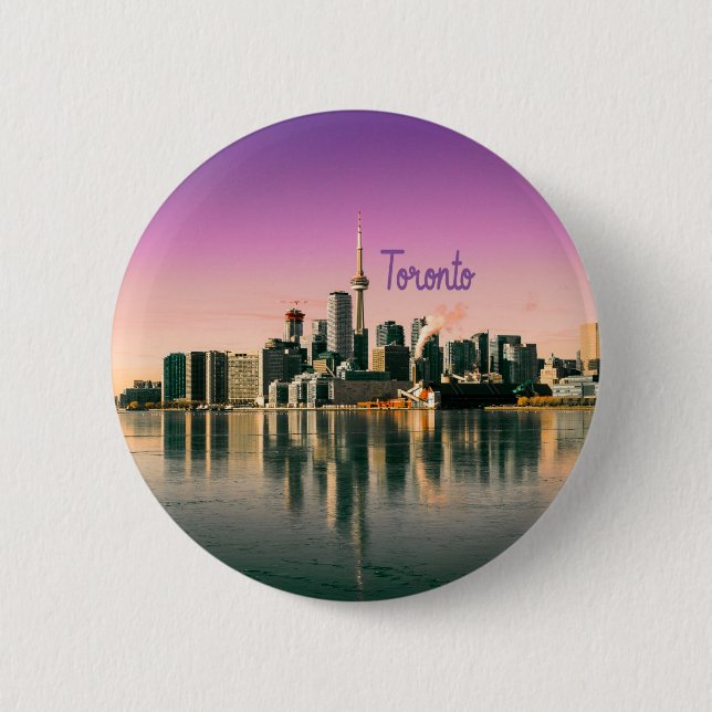 Badge Rond 5 Cm Toronto Capitale de l'Ontario Canada City Skyline (Devant)