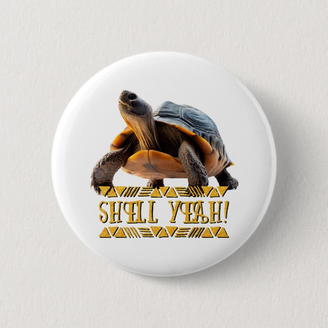 Badge Rond 5 Cm Tortue 001 Shell Ouais ! (Devant)
