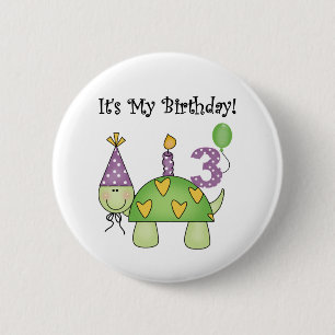 Badge Rond 5 Cm Tortue 3ème Anniversaire Tshirts et cadeaux