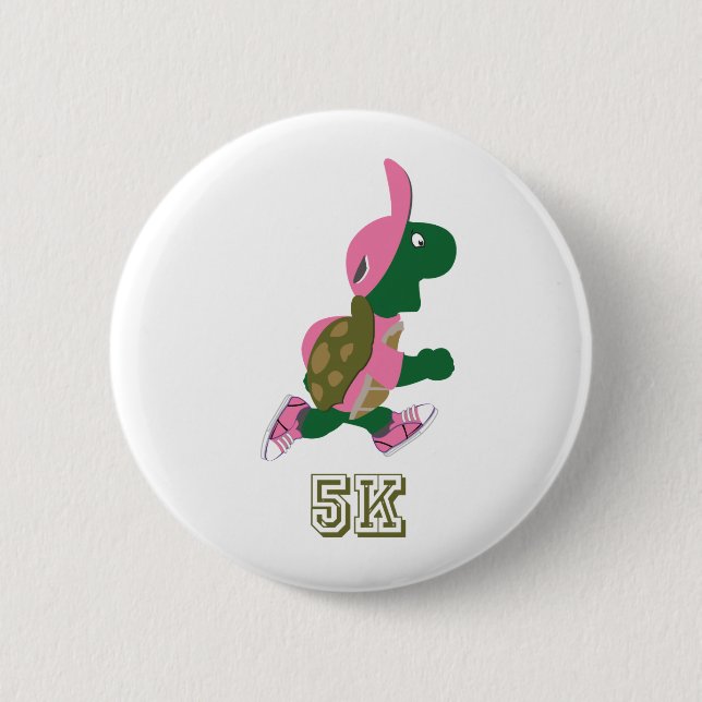 Badge Rond 5 Cm Tortue 5K - rose (Devant)