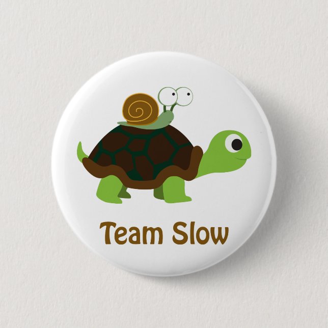Badge Rond 5 Cm Tortue caricaturale et escargots (Devant)