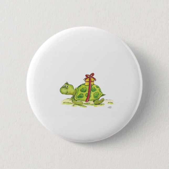 Badge Rond 5 Cm Tortue d'anniversaire (Devant)