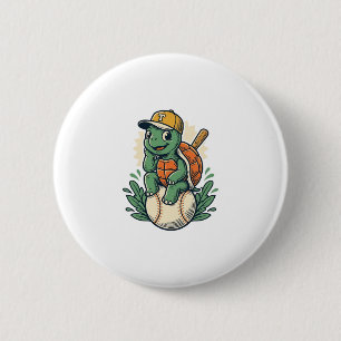 Badge Rond 5 Cm Tortue de baseball Gravure vintage Graphisme_1