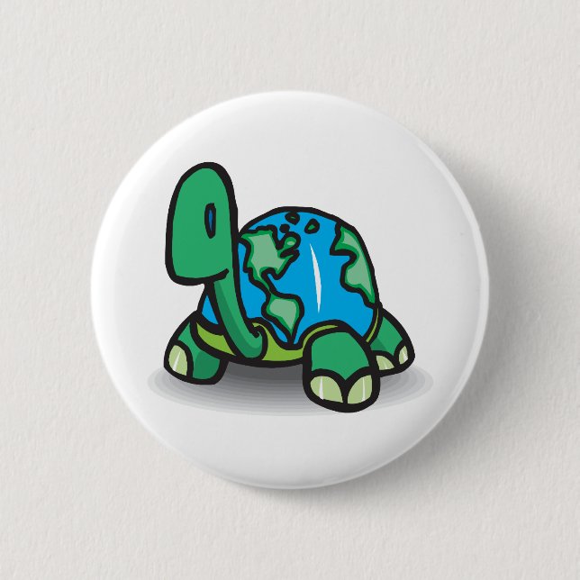 Badge Rond 5 Cm Tortue de jour de la terre (Devant)