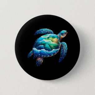 Badge Rond 5 Cm Tortue de mer Animaux Jours des terres Femmes Homm