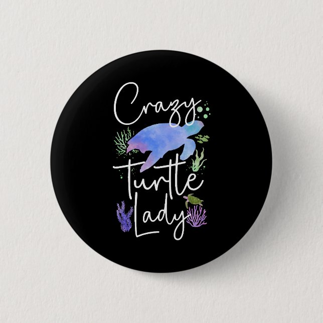 Badge Rond 5 Cm Tortue de mer Aquarelle (Devant)