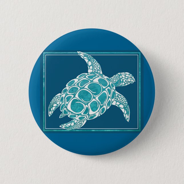 Badge Rond 5 Cm Tortue de mer d'Aqua (Devant)