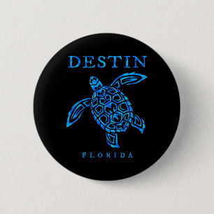 Badge Rond 5 Cm Tortue de mer de Destin Floride Garçons Filles Tou