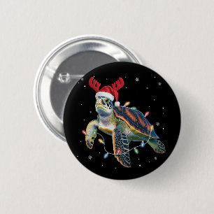 Badge Rond 5 Cm Tortue de mer Guirlandes de Noël Chapeau de Père N