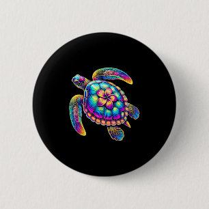 Badge Rond 5 Cm Tortue de mer hawaïenne Vacances colorées à Hawaï