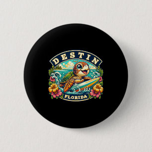 Badge Rond 5 Cm Tortue de mer mignonne de Destin en Floride faisan