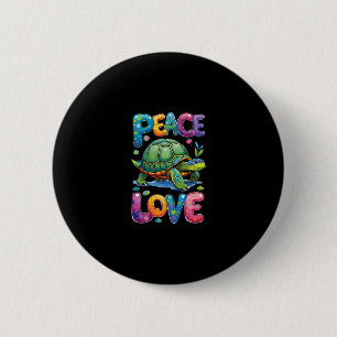 Badge Rond 5 Cm Tortue de mer mignonne Paix Amour Tortues Plage Ét