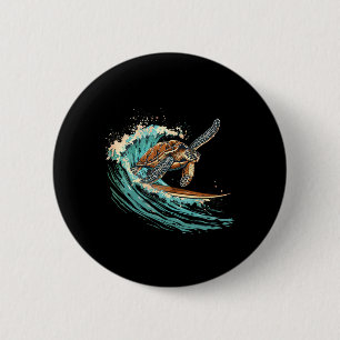 Badge Rond 5 Cm Tortue de mer surfant sur l'océan Tortue de mer Oc