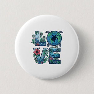 Badge Rond 5 Cm Tortue de mer Terre Tropical Amour