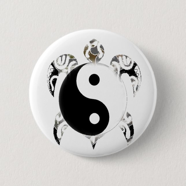 Badge Rond 5 Cm Tortue de mer tribale (Devant)