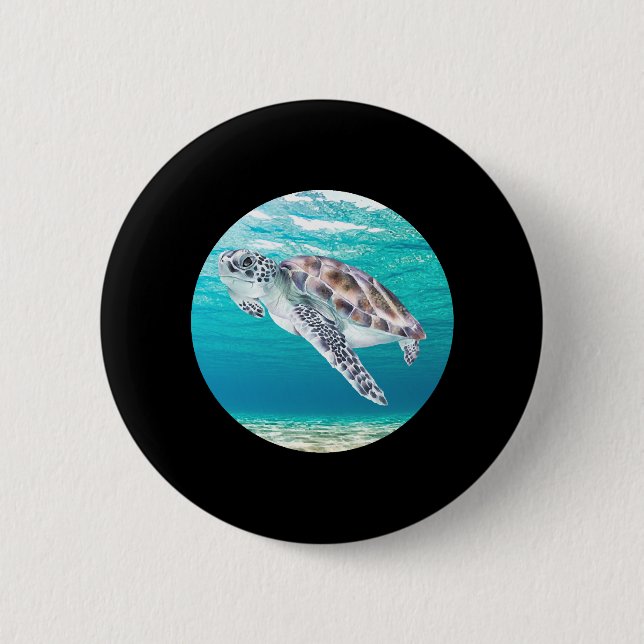 Badge Rond 5 Cm Tortue de mer verte (Devant)