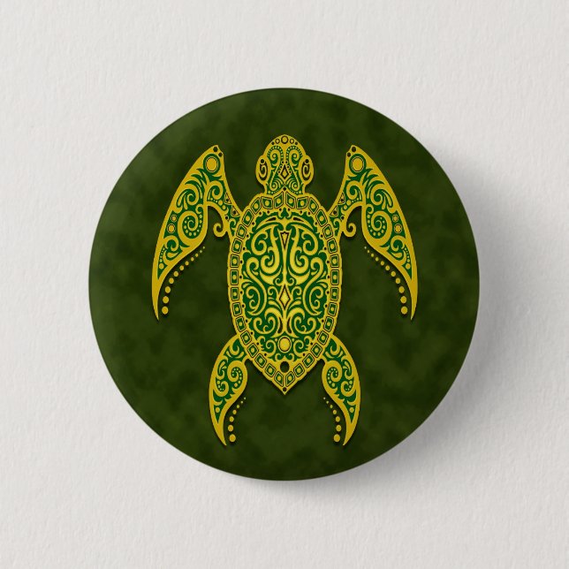 Badge Rond 5 Cm Tortue de mer verte complexe (Devant)