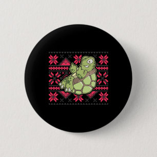Badge Rond 5 Cm Tortue de Noël Laide Doigt du Milieu Éteint Drôle