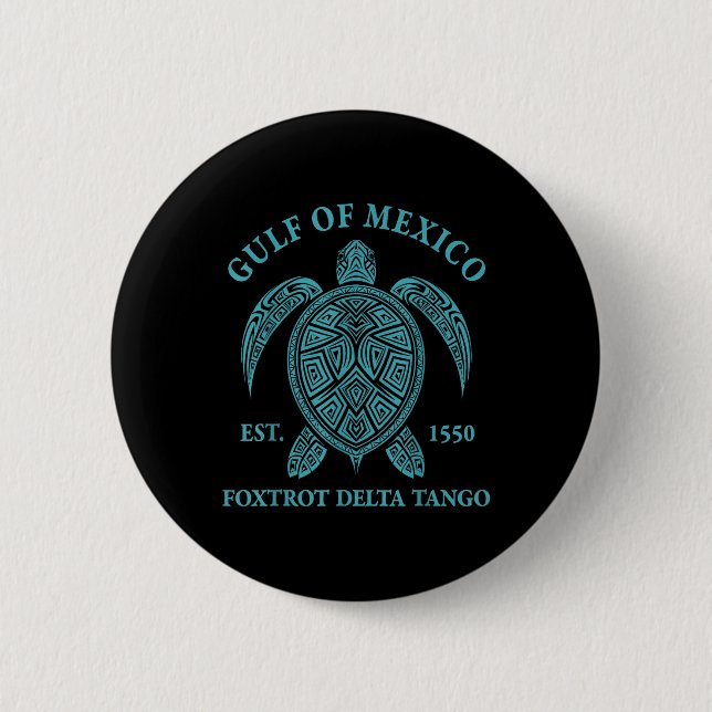 Badge Rond 5 Cm Tortue Du Golfe Du Mexique Delta Tango Est 1550 (Devant)