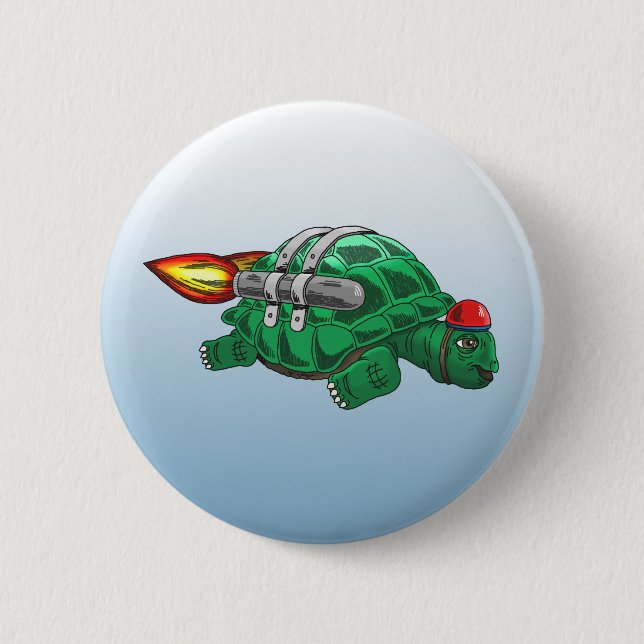 Badge Rond 5 Cm Tortue Fusée (Devant)