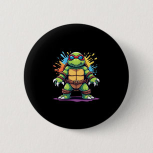 Badge Rond 5 Cm Tortue Mignonne Portant Des Lunettes De Soleil Pei