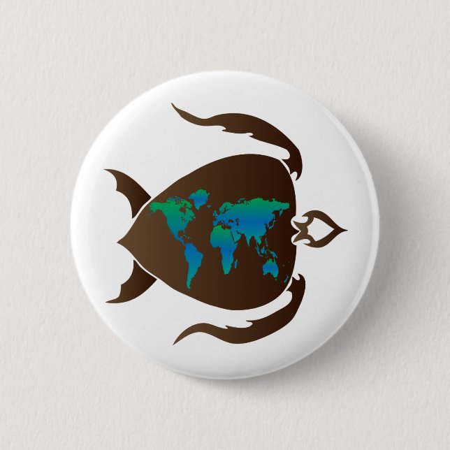Badge Rond 5 Cm Tortue-monde (Devant)