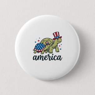 Badge Rond 5 Cm Tortue Patriotique Amérique Gravure Vintage Design