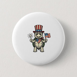 Badge Rond 5 Cm Tortue Patriotique Gravure Vintage Graphique pour