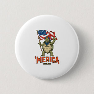 Badge Rond 5 Cm Tortue Patriotique ‘Merica Vintage Vector