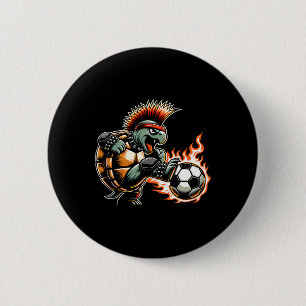 Badge Rond 5 Cm Tortue Punk Rock donnant un coup de pied Byll enfl