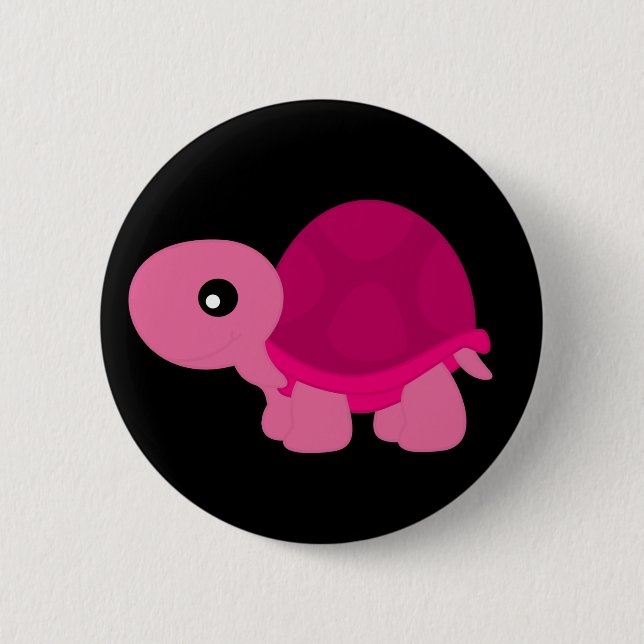 Badge Rond 5 Cm Tortue rose (Devant)