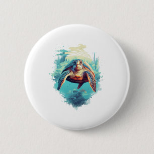 Badge Rond 5 Cm Tortue sous-marine sereine Copie Copie